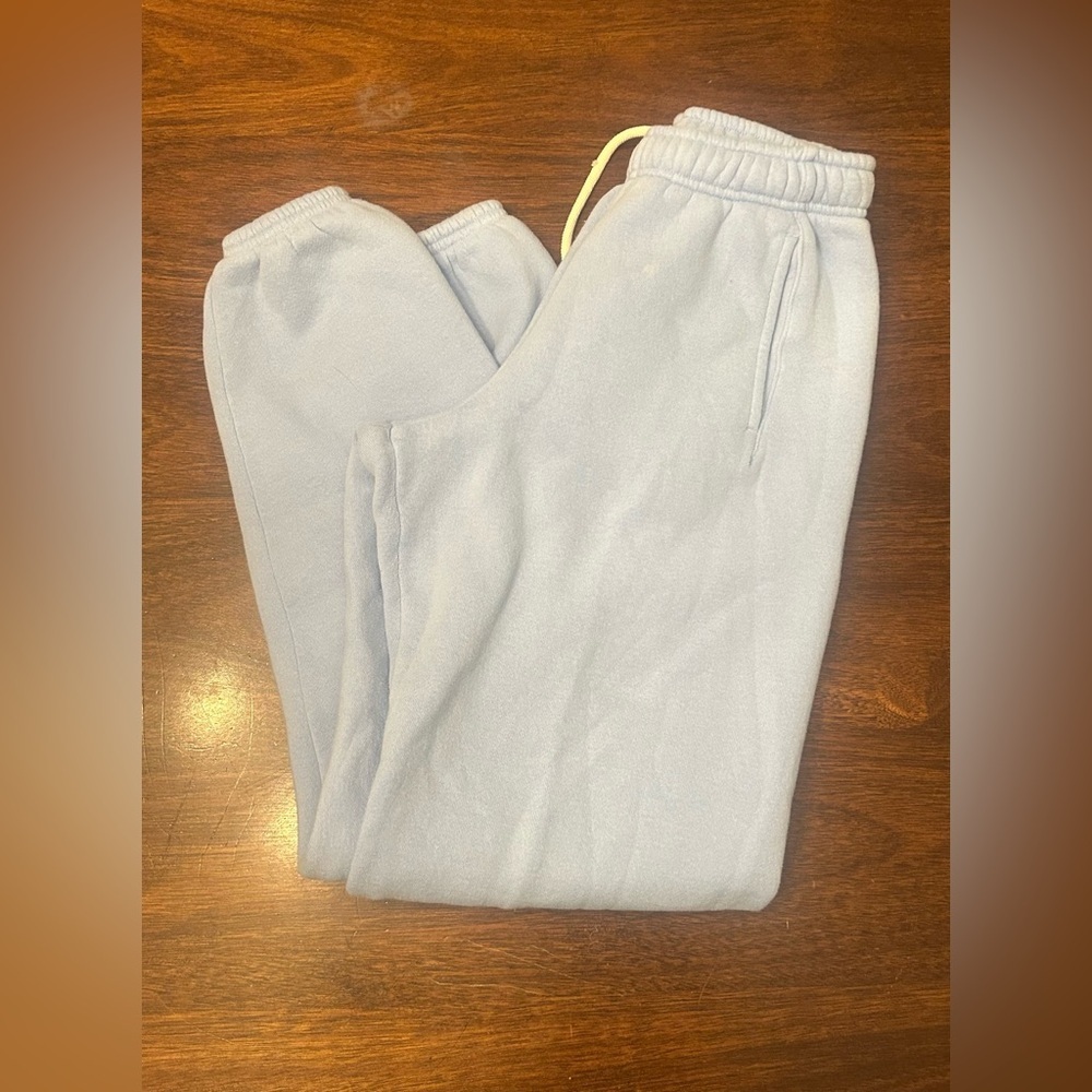 aerie Light Gray Track Joggers with Yellow Drawstring